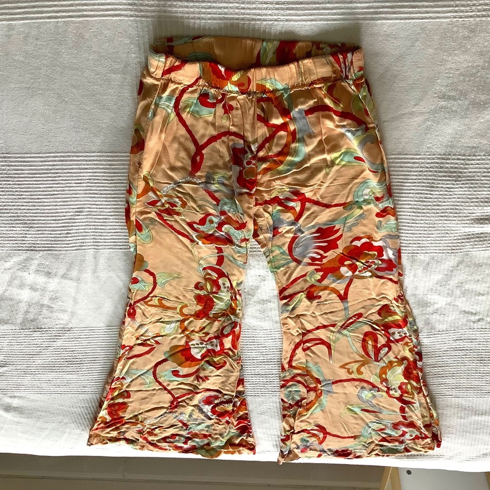 Elastic Waist Floral Patterned Pants